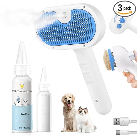 3-in-1 Pet Steam Grooming Brush — Steam, Comb & Massage
