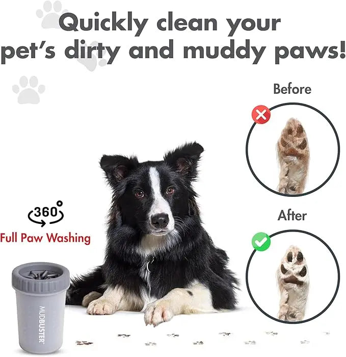 2-in-1 Dog Paw Cleaner Cup | Mud Washer & Grooming Brush