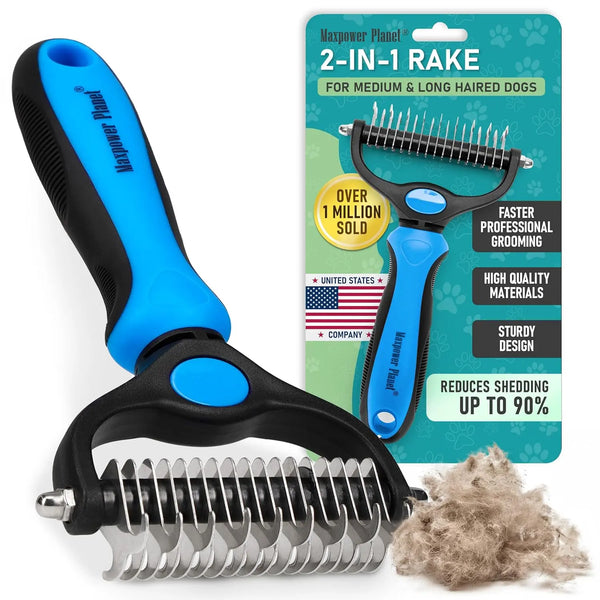 Professional Double-Sided Deshedding Brush for Dogs & Cats