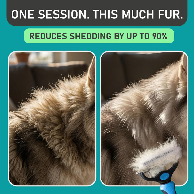 Professional Double-Sided Deshedding Brush for Dogs & Cats
