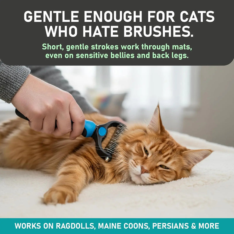 Professional Double-Sided Deshedding Brush for Dogs & Cats